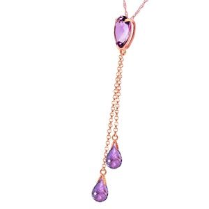 14K. SOLID GOLD NECKLACE WITH AMETHYSTS (Rose Gold)